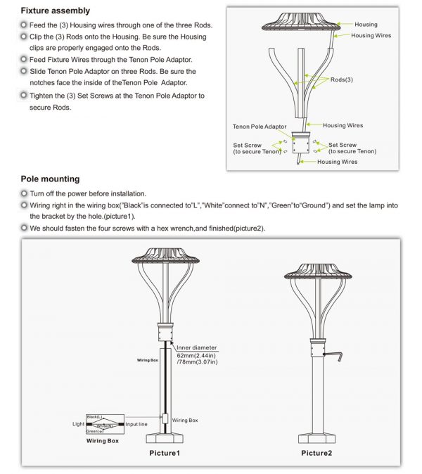 LED Post Top Light 50W 6,500LM IP67 for Public Parks Lighting YesBulb