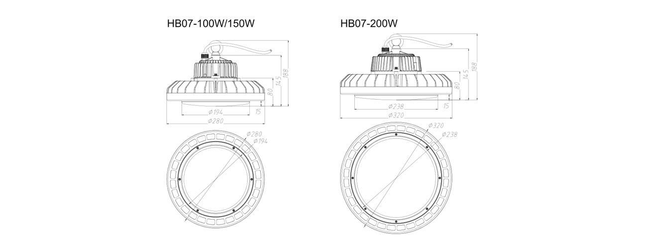 150w Ufo High Bay Ip65 5000k 25,500lm With Ac120 277v Ring Mounted For Warehouse Lighting (7)