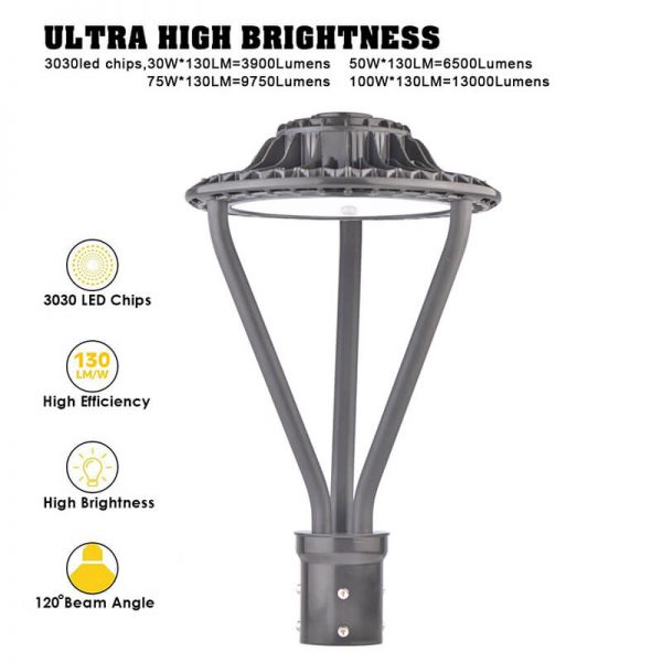 Led Post Top Light 50w 6,500lm Ip67 For Public Parks Lighting (1)