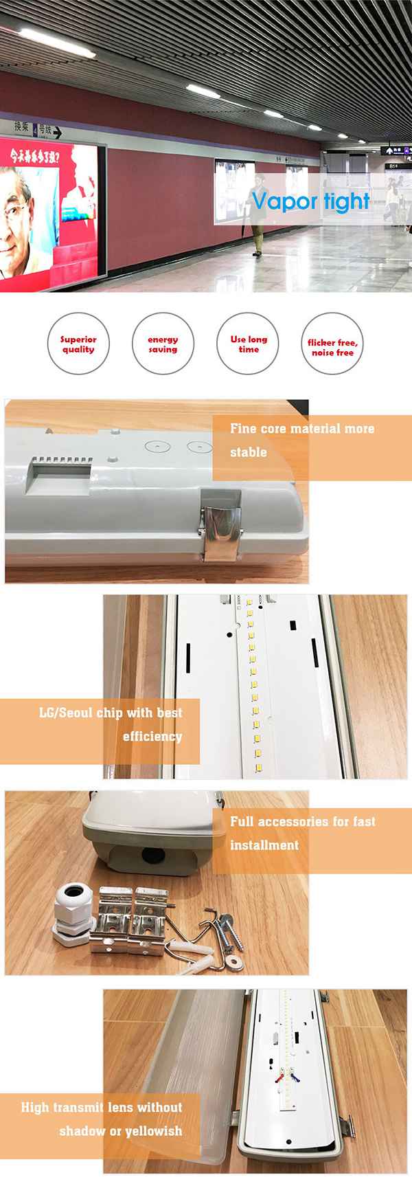 Vapor Proof Light Fixture 4ft 35w 5000k With Ul Dlc Ltisd 4,550lumen (8)