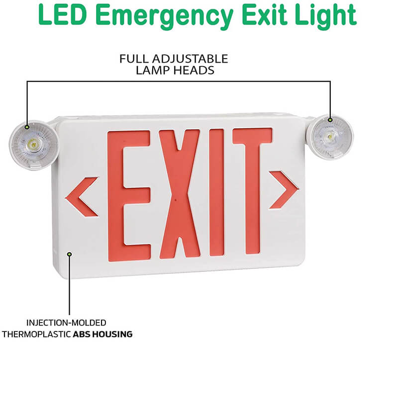 Usa Stock 3.5w Led Exit Light Sign With Emergency Lights 100 277vac For Shopping Malls (2)