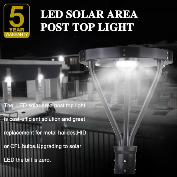 Easy Installation Solar Energy Led Post Top 25w 3,000lm Ip65 Etl Dlc Certified For Courtyard Lighting (6)