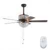 52 Inch Indoor Oil Rubbed Bronze Ceiling Fan With Light And Remote Control Home Style Reversible Blades For Living Room 250
