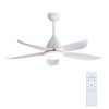 6 Speeds Ceiling Fan With Light White 5 Abs Blades With Remote Control And Reversible Dc Mortor For Dinning Room 250