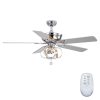 Bathroom Ceiling Fan Light Chrome Color 52 Inch 3 Speeds With 5 Blades Crystal And Metal Covers 250