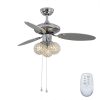 Ceiling Fan Light Fixture 42 Inch Chrome Color 3 Blades With 3 Speeds Remote Control For Living Room 250