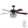Ceiling Fan With Light And Remote 52 Inch Pearl Black 5 Blades 3pcs Bulbs For Living Room 250