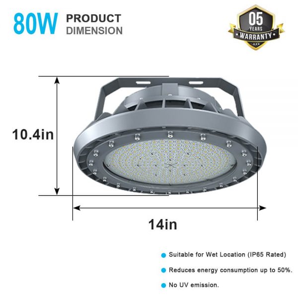 Hazardous Location Led High Bay 80w 10,800 Lumens Ac100 277v Ip66 Etl Ul Listed (3)