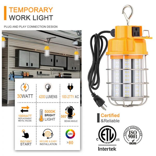 Led Hanging Construction Work Lights 30w 4200lm 5000k With Etl Approved Ip65 For Workshop Lighting (5)