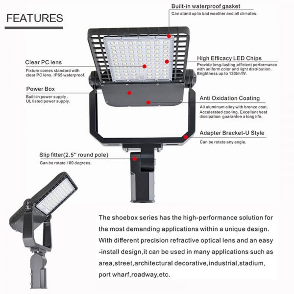 50w Parking Lot Light 7000lm 5000k Ip65 With Etl Dlc Listed For Parks And Yards (9)