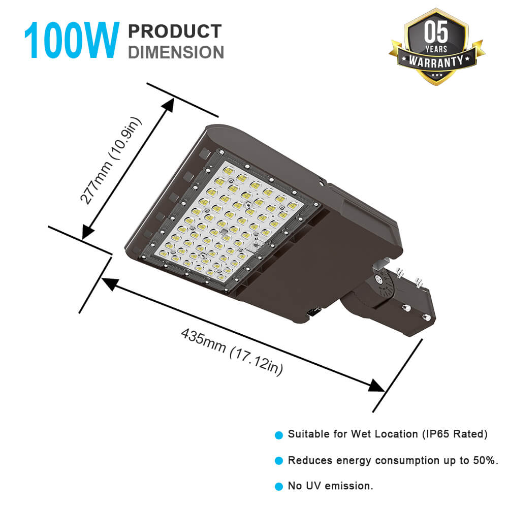 Shoebox Lighting 100w 150lmw 5000k Ip65 Ac100 277v Type Iii Beam Angle With Etl Dlc Listed For Street (7)