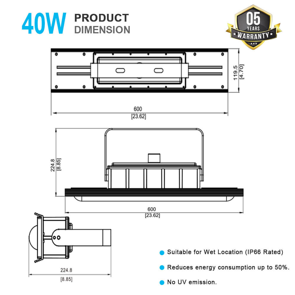 2ft Explosion Proof Led Linear Strip 40w Hazard Location Light Fixture 5000k 5600lm With Etl Ul Listed 3