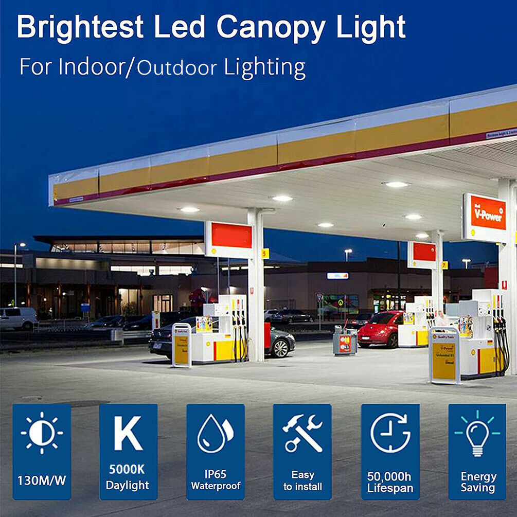 150w Led Canopy Light 1 10v Dimmable 5000k With White Housing Transparent Pc Cover For Gas Station Area Light (6)
