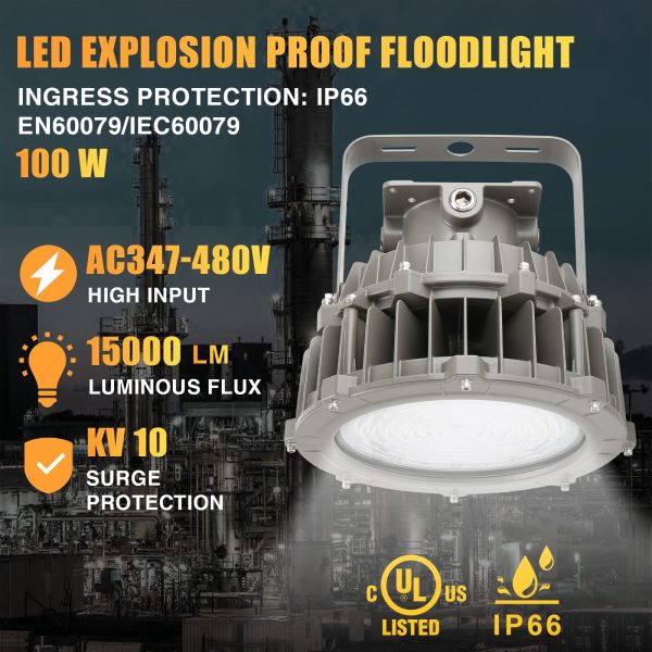 Led Ex Proof Lighting 100w 15,500 Lumens Ac347 480v 5000k Ip66 C1d2 Etl Ul Listed (4)