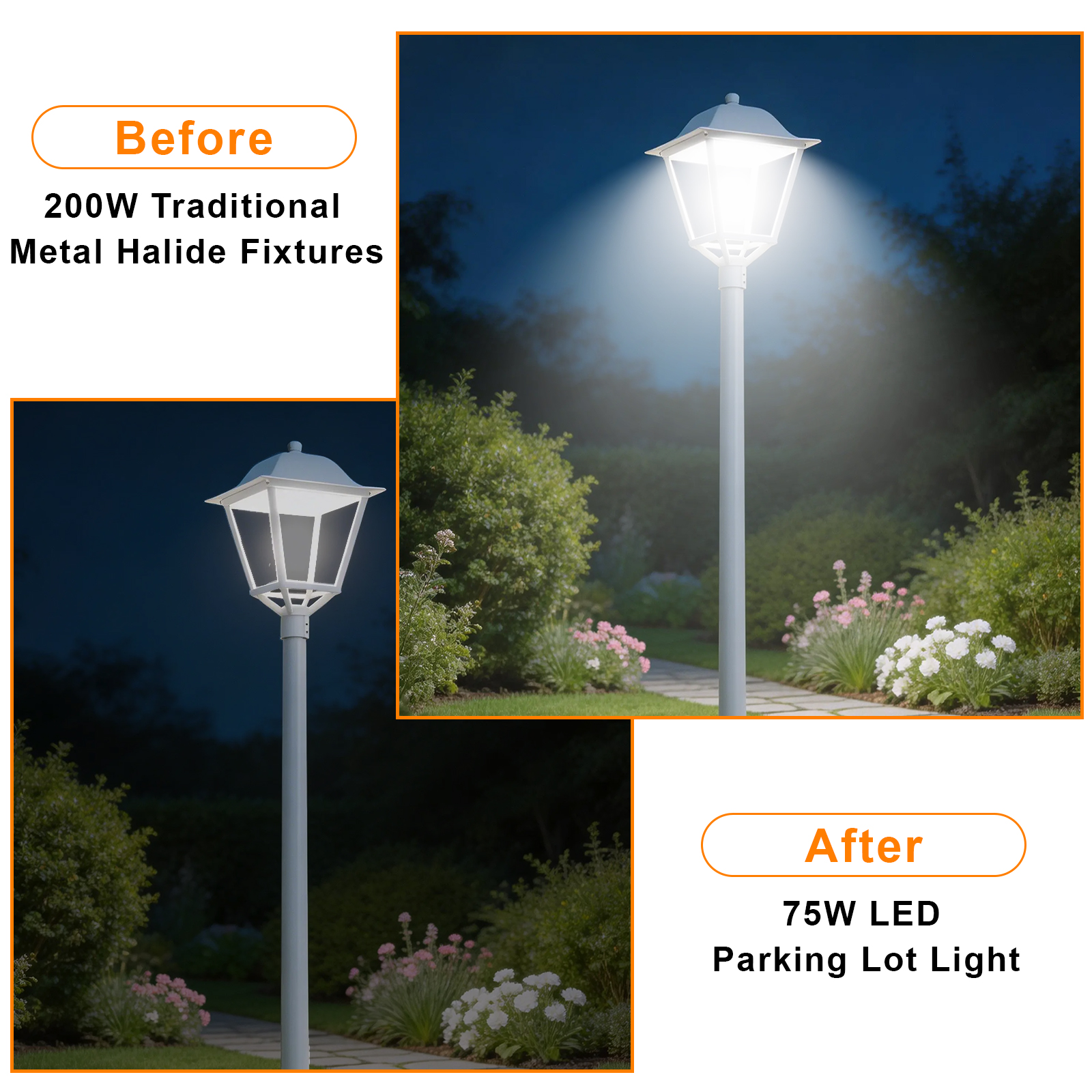 25w 30w 50w 75w All In One Post Top Area Light Ac100 277v Cct Adjustable 3000k4000k5000k White Finish With Etl Listed For Garden (2)