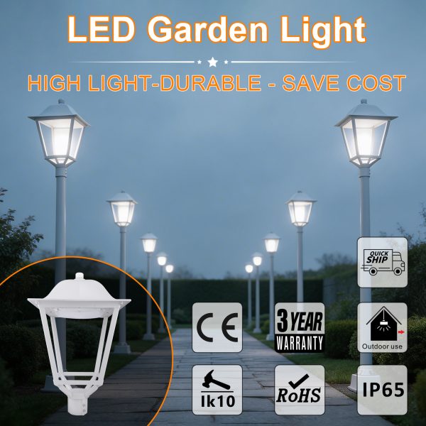 25w 30w 50w 75w All In One Post Top Area Light Ac100 277v Cct Adjustable 3000k4000k5000k White Finish With Etl Listed For Garden (4)