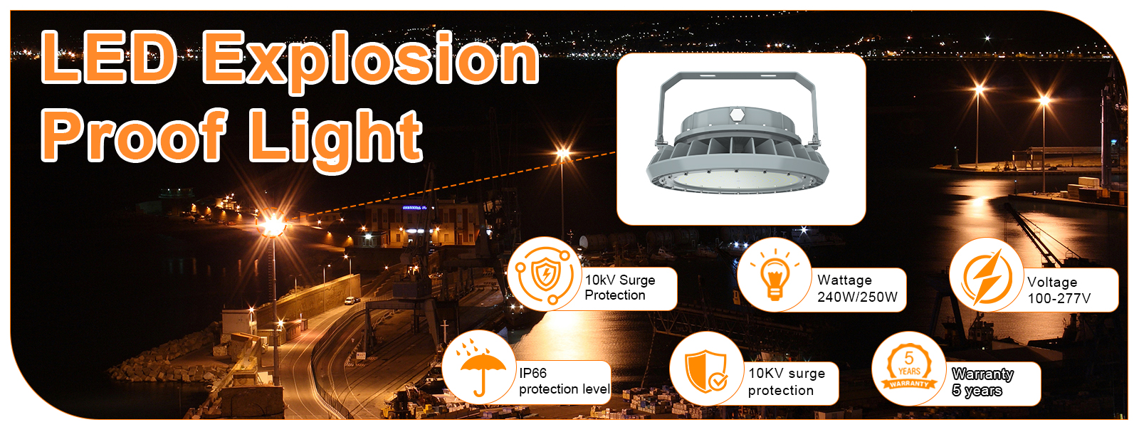 Class I Division Ii Hazardous Locations Luminaires 300w Ac100 277v 5000k Dimmable 42000lm Ip66 With Etl Ul Certified For Offshore Oil Rigs (2)