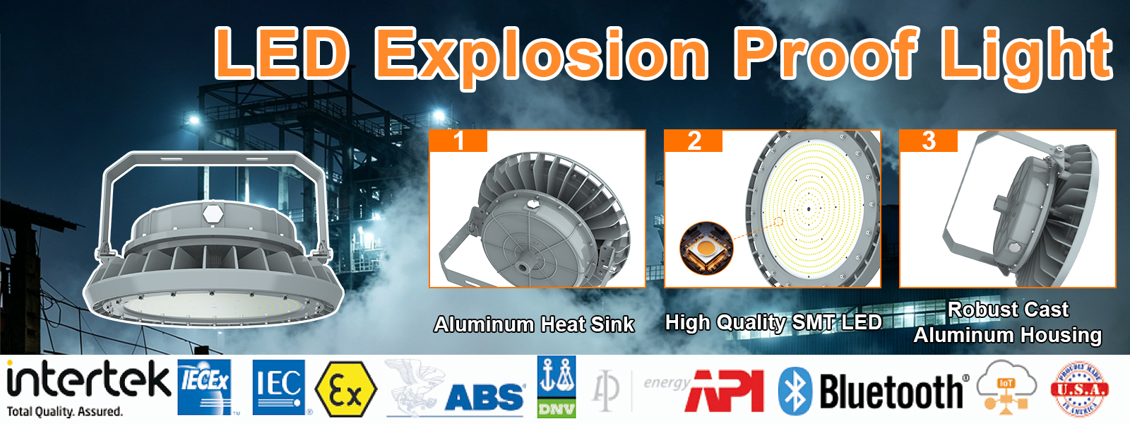 Class I Division Ii Hazardous Locations Luminaires 300w Ac100 277v 5000k Dimmable 42000lm Ip66 With Etl Ul Certified For Offshore Oil Rigs (5)