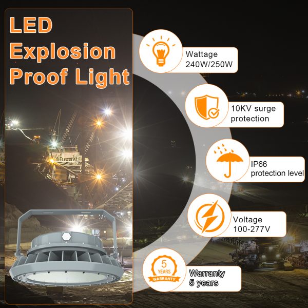 Class I Division Ii Hazardous Locations Luminaires 300w Ac100 277v 5000k Dimmable 42000lm Ip66 With Etl Ul Certified For Offshore Oil Rigs (6)