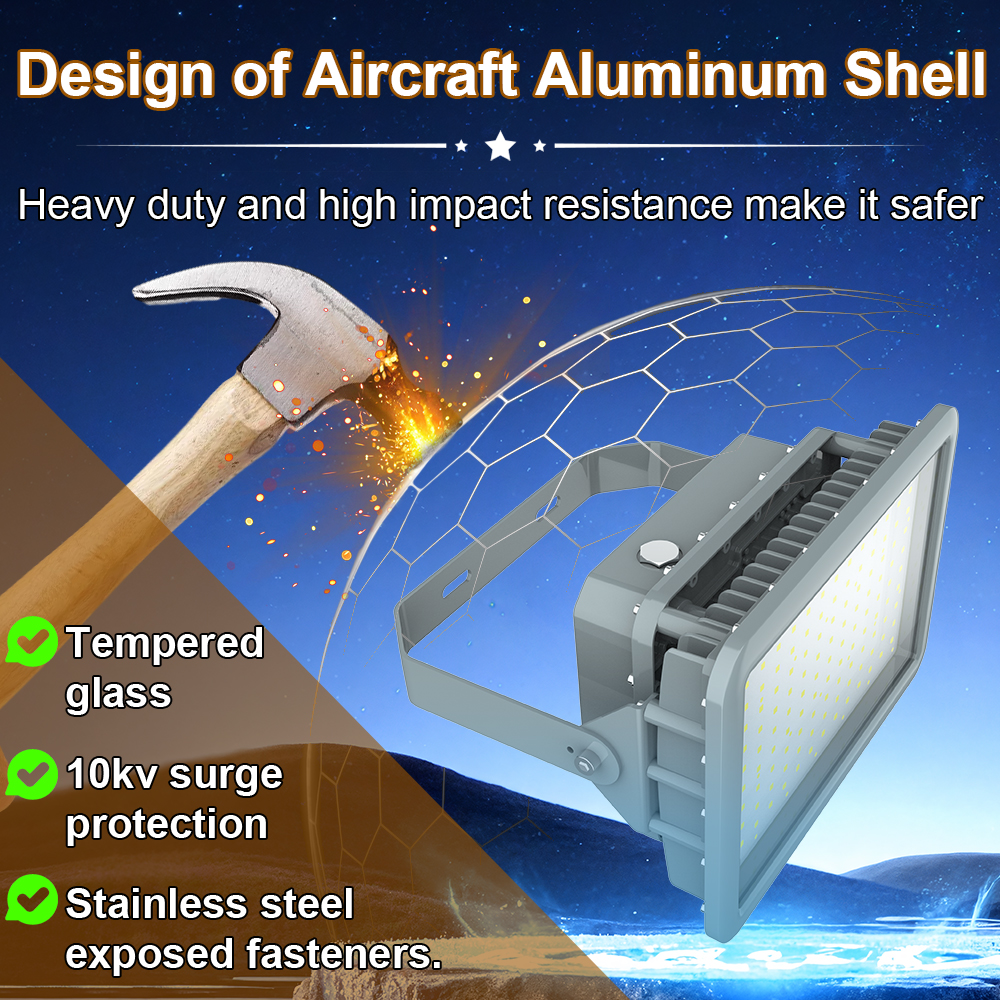 Explosion Proof Work Light Ac100 277v 400w Ip66 5000k 56000lm With Adjustable Trunnion Bracket For Chemical Plant (3)