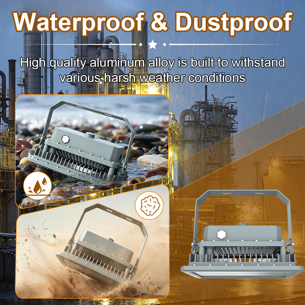Explosion Proof Work Light Ac100 277v 400w Ip66 5000k 56000lm With Adjustable Trunnion Bracket For Chemical Plant (4)