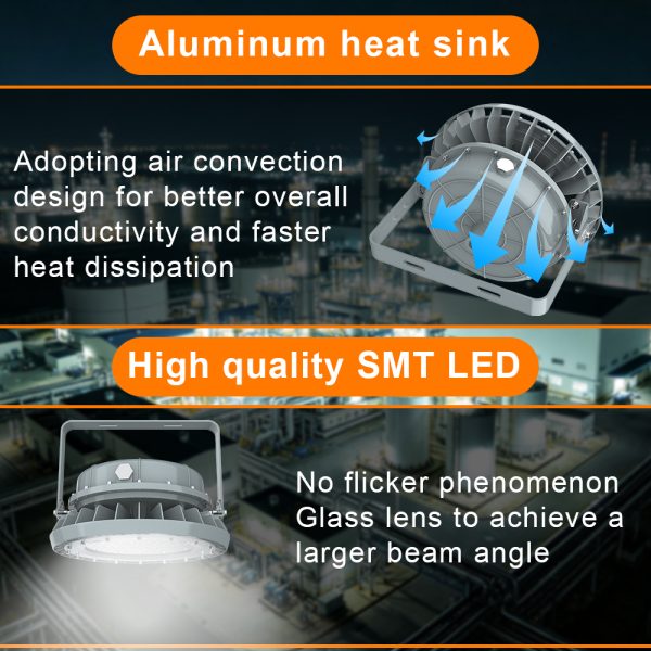 Industrial High Bay Lighting Fixtures 150w Ac100 277v 5000k Dimmable 21000lm Ip66 With Etl Ul Listed For Hazardous Areas (5)