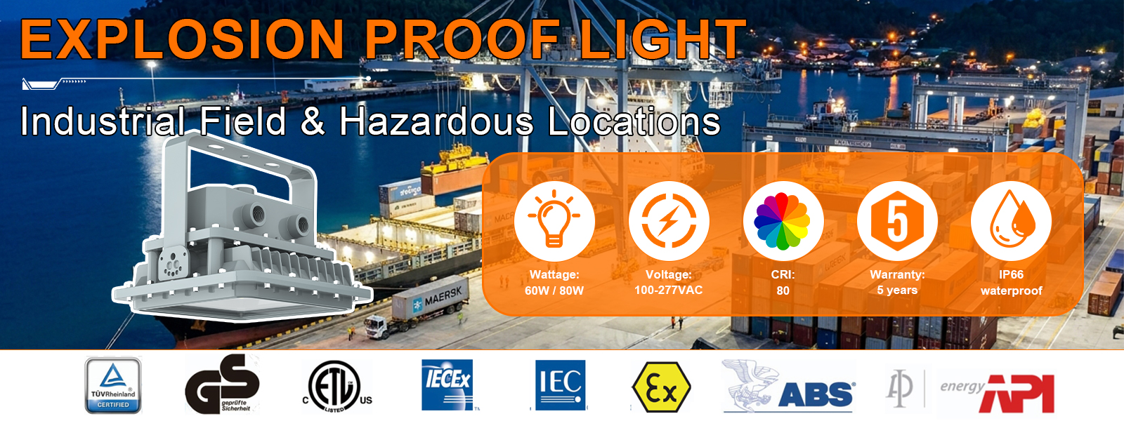 80w Explosion Proof Led Flood Light Ac100 277v 11200lm 5000k Dimmable Ip66 Etl Ul Listed With Adjustable Trunnion Bracket For Mining Site (1)