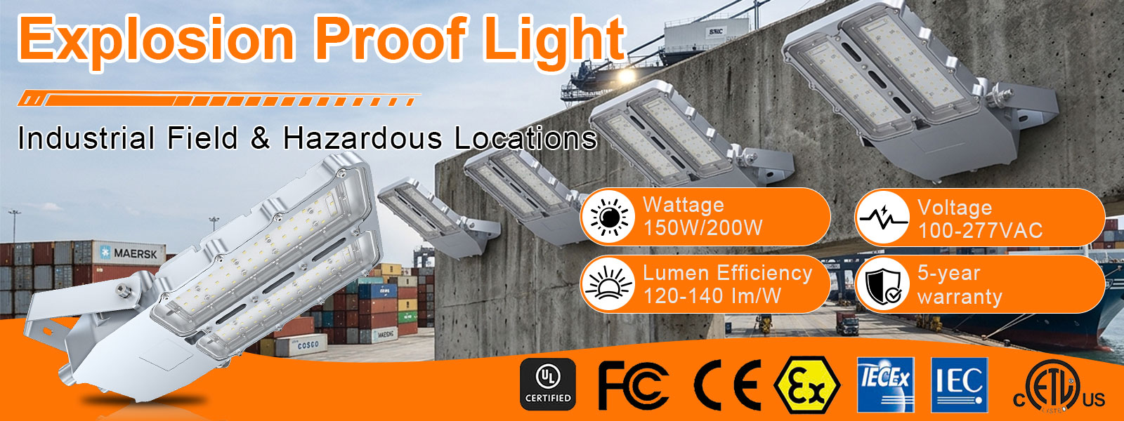 Explosion Proof Led Flood Light 200w Ac100 277v 5000k 26000lm With Etl Ul Listed For Class I Division 2 Hazardous Location (3)