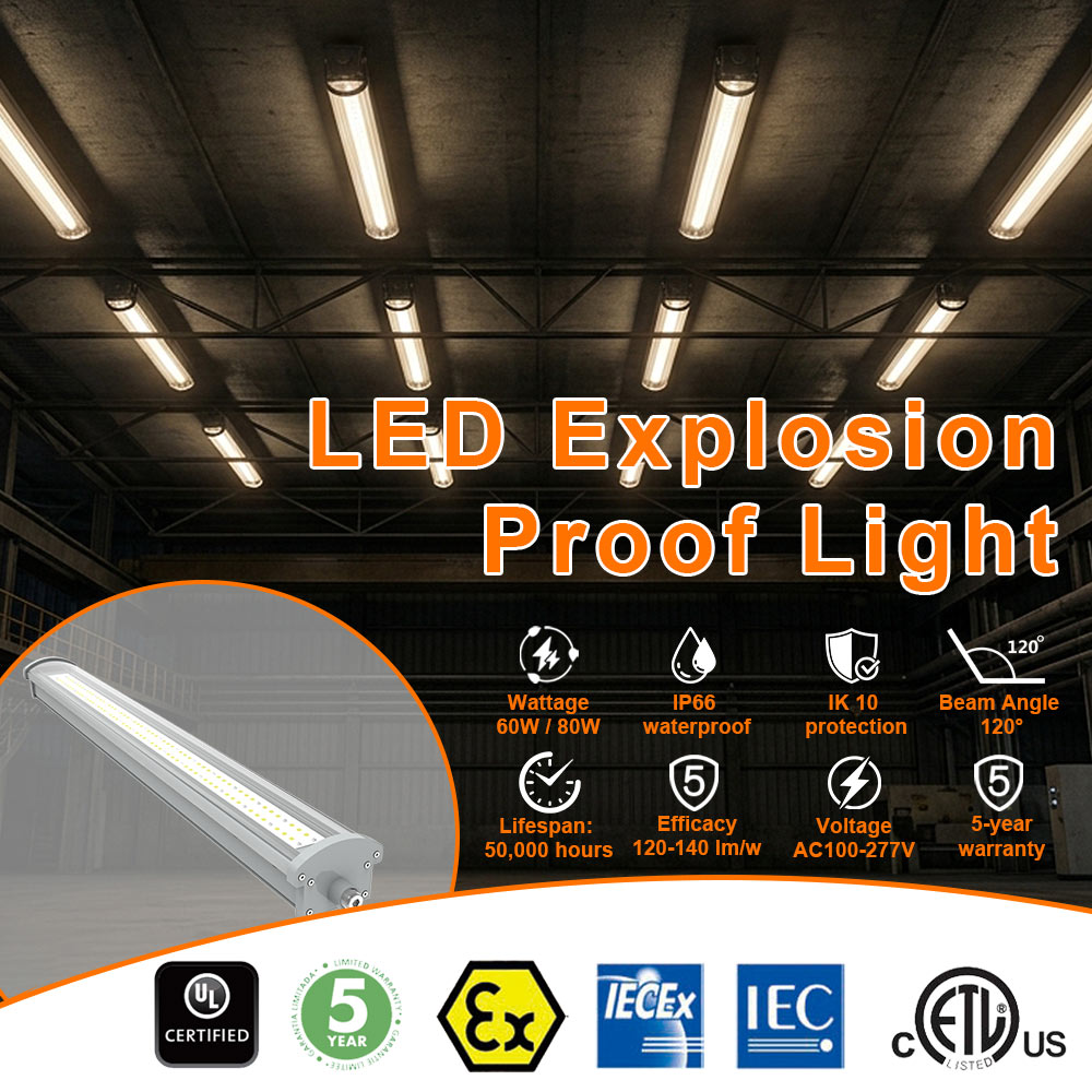 Explosion Proof Led Linear Light 80w 4ft Ac100 277v Dimmable 10800lm 5000k Ip66 Etl Ul Listed For Class I Division Ii Hazardous Area (2)