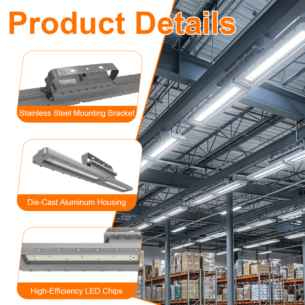 Explosion Proof Linear Led Light 60w 4ft Ac100 277v Dimmable 5000k Ip66 With Etl Ul Listed For Warehouse (7)