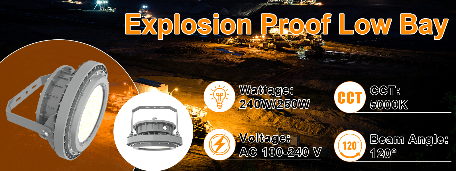 High Bay Explosion Proof Led Light 250w Ac100 277v Dimmable 35000lm 5000k Ip66 Beam Angle 120° For Industrial Sites (2)