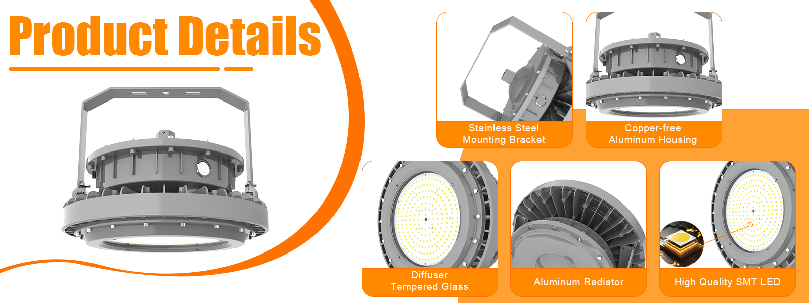 High Bay Explosion Proof Led Light 250w Ac100 277v Dimmable 35000lm 5000k Ip66 Beam Angle 120° For Industrial Sites (6)