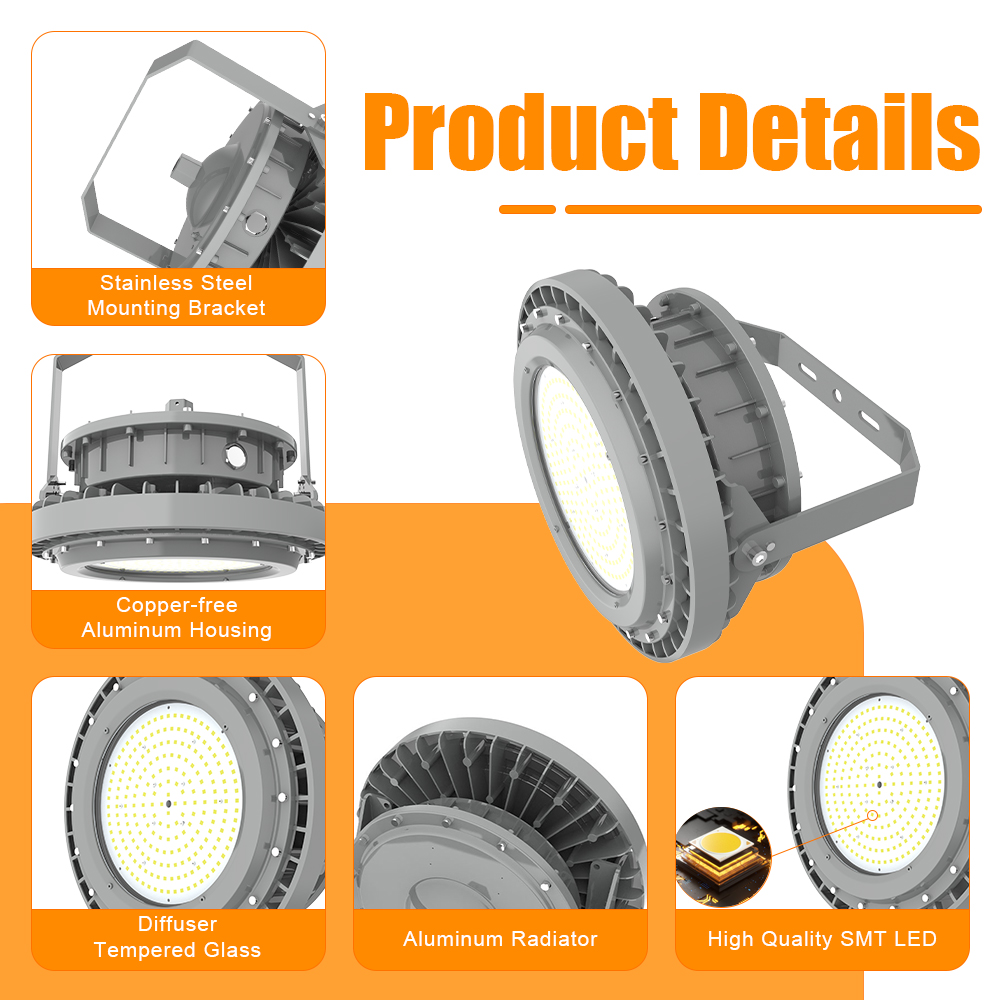High Bay Explosion Proof Led Light 250w Ac100 277v Dimmable 35000lm 5000k Ip66 Beam Angle 120° For Industrial Sites (7)
