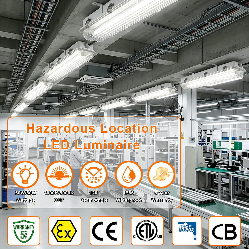 Led Linear Hazardous Location Fixture 60w 4ft Ac100 277v Dimmable 8100lm 5000k Ip66 Etl Ul Listed For Gas Stations (2)