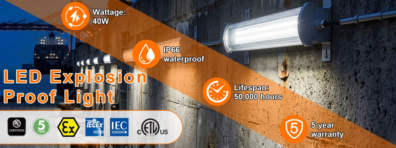 Linear Led Light 40w 2ft Ac100 277v Dimmable 5000k 5600lm Ip66 With Etl Ul Listed For Hazardous Locations (2)