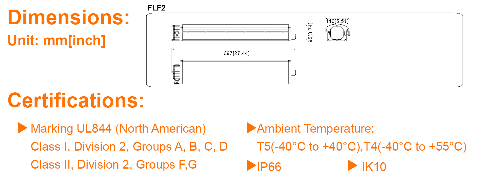 Linear Led Light 40w 2ft Ac100 277v Dimmable 5000k 5600lm Ip66 With Etl Ul Listed For Hazardous Locations (8)