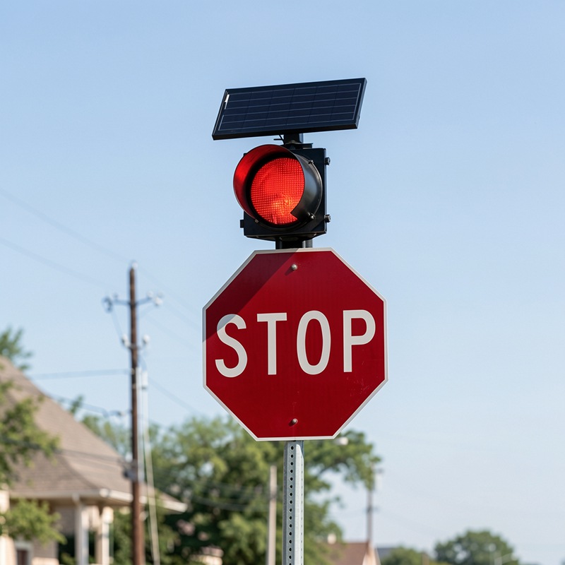Solar Flashing Stop Sign 10w Red (6)