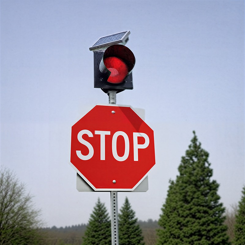 Solar Flashing Stop Sign 10w Red (7)