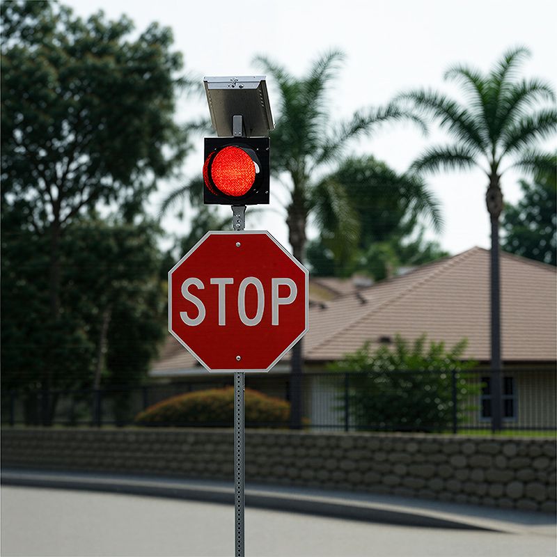 Solar Flashing Stop Sign 10w Red (9)