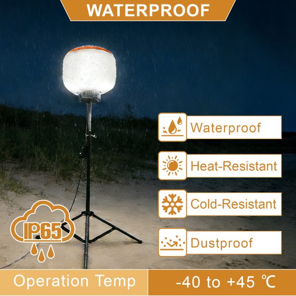 300w Led Balloon Light Ip65 5000k 4.3 Tripod 120 277vac For Wild Camping (3)