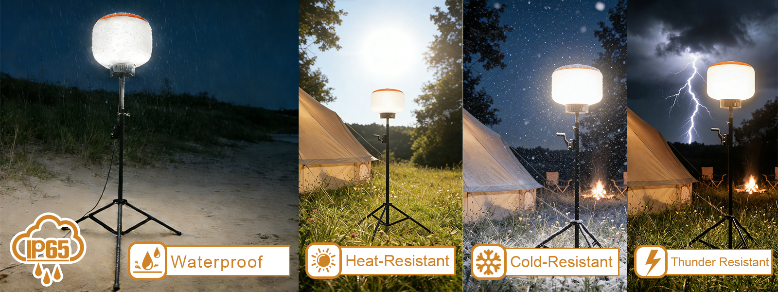 300w Led Balloon Light Ip65 5000k 4.3 Tripod 120 277vac For Wild Camping (4)