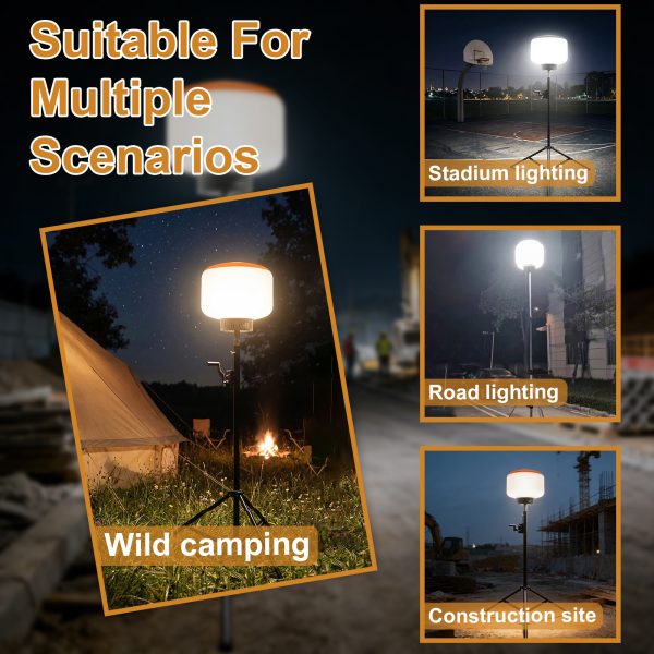300w Led Balloon Light Ip65 5000k 4.3 Tripod 120 277vac For Wild Camping (8)