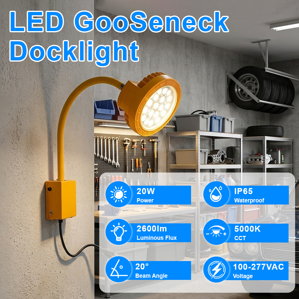Gooseneck Dock Lights Led 20w 5000k 2600lm Ip65 100 277v For Container Lighting (1)