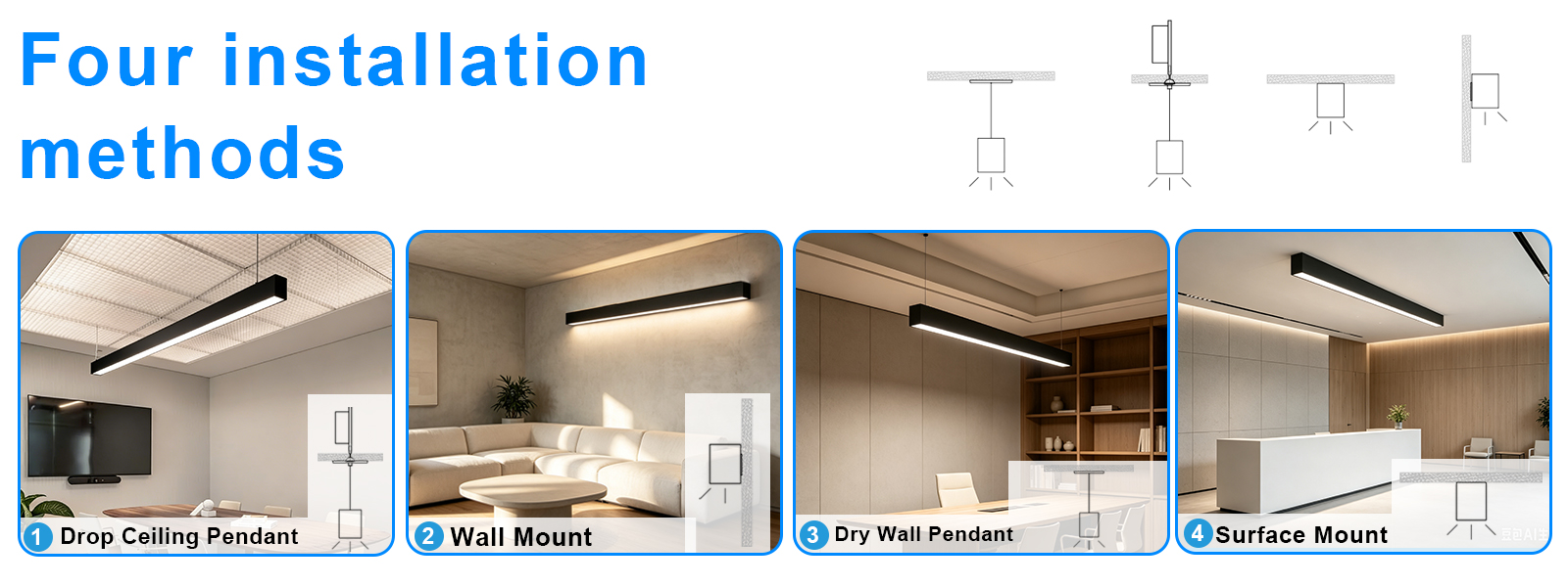 Linear Led High Bay Lights In Black Color 10w15w20w 2300lm 120 277vac For Reception Area (7)